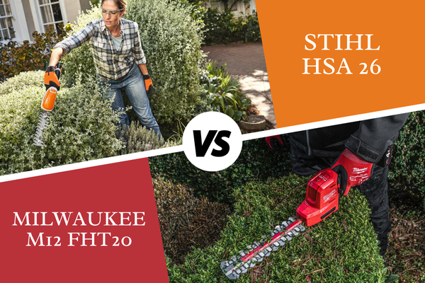 Stihl HSA 26 vs Milwaukee M12 FHT20 mini hedge trimmer comparison